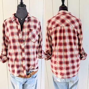 Thread & Supply Relaxed Fit Flannel Button Down Shirt sz M